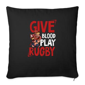 Rugby Blood Play Rugby - Housse de coussin décorative 45 x 45 cm - noir - Devant