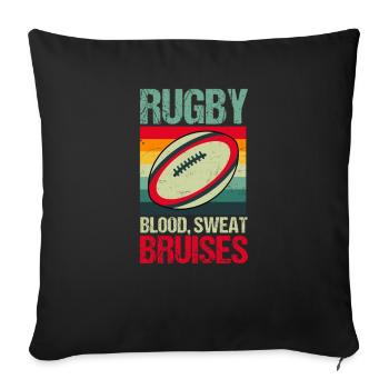 Rugby Vintage Blood Sweat Bruises - Sofa pillowcase 17,3'' x 17,3'' (45 x 45 cm) - black - Front