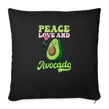 Avocado Peace Love And Avocado - Sofa pillowcase 17,3'' x 17,3'' (45 x 45 cm) - black - Front