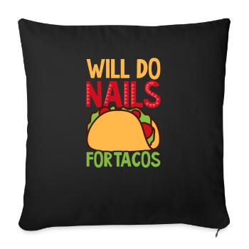 Nail Tech fera des ongles pour tacos Cinco De Mayo - Housse de coussin décorative 45 x 45 cm - noir - Devant