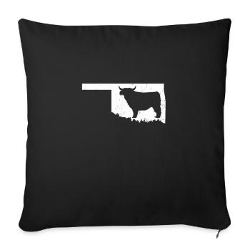 Highland Cow Patriotic Oklahoma 4 juillet - Housse de coussin décorative 45 x 45 cm - noir - Devant