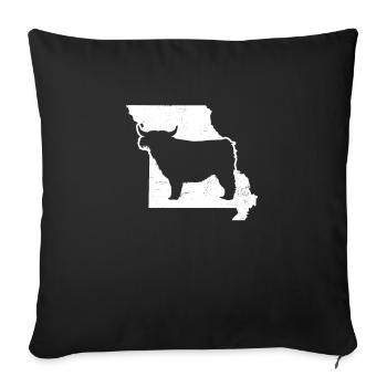 Highland Cow Patriotic Missouri 4th July - Sofa pillowcase 17,3'' x 17,3'' (45 x 45 cm) - black - Front