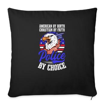 4 juillet Officier de police de la police chrétienne américaine - Housse de coussin décorative 45 x 45 cm - noir - Devant