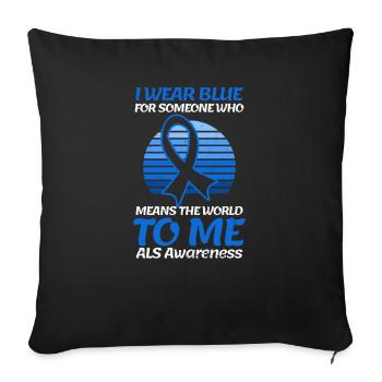 Als Awarenesss Wear Blue Someone World Pour moi - Housse de coussin décorative 45 x 45 cm - noir - Devant