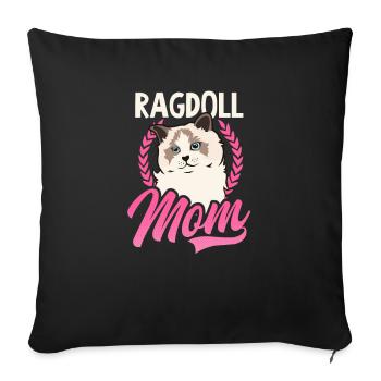 Ragdoll Chat Ragdoll Maman - Housse de coussin décorative 45 x 45 cm - noir - Devant