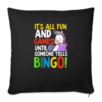 Bingo Queen Fun And Games jusqu’à ce que quelqu’un crie Bin - Housse de coussin décorative 45 x 45 cm - noir - Devant