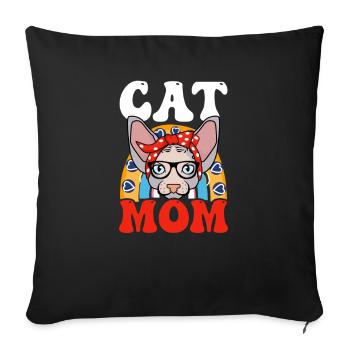 Sphynx Chat Bandana Chat Maman - Housse de coussin décorative 45 x 45 cm - noir - Devant