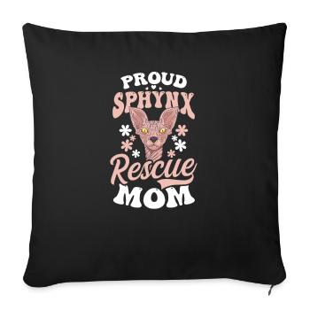 Sphynx Chat Fier Sphynx Rescue Maman - Housse de coussin décorative 45 x 45 cm - noir - Devant