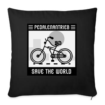 Save the world mit Pedalenantrieb - Sofakissenbezug 45 x 45 cm - Schwarz - Vorne