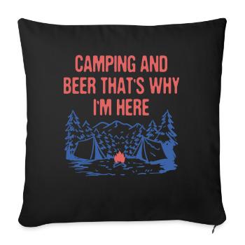 Camping and Beer Camper Drinking Camp Alcoholic - Sofa pillowcase 17,3'' x 17,3'' (45 x 45 cm) - black - Front