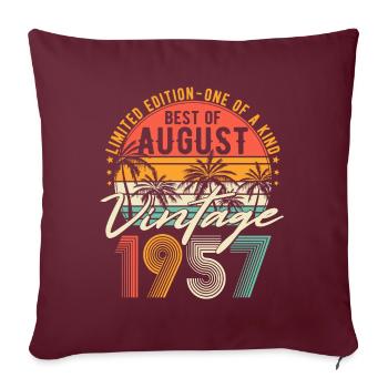 Août 1957 Vintage Anniversaire Rétro - Housse de coussin décorative 45 x 45 cm - bordeaux - Devant