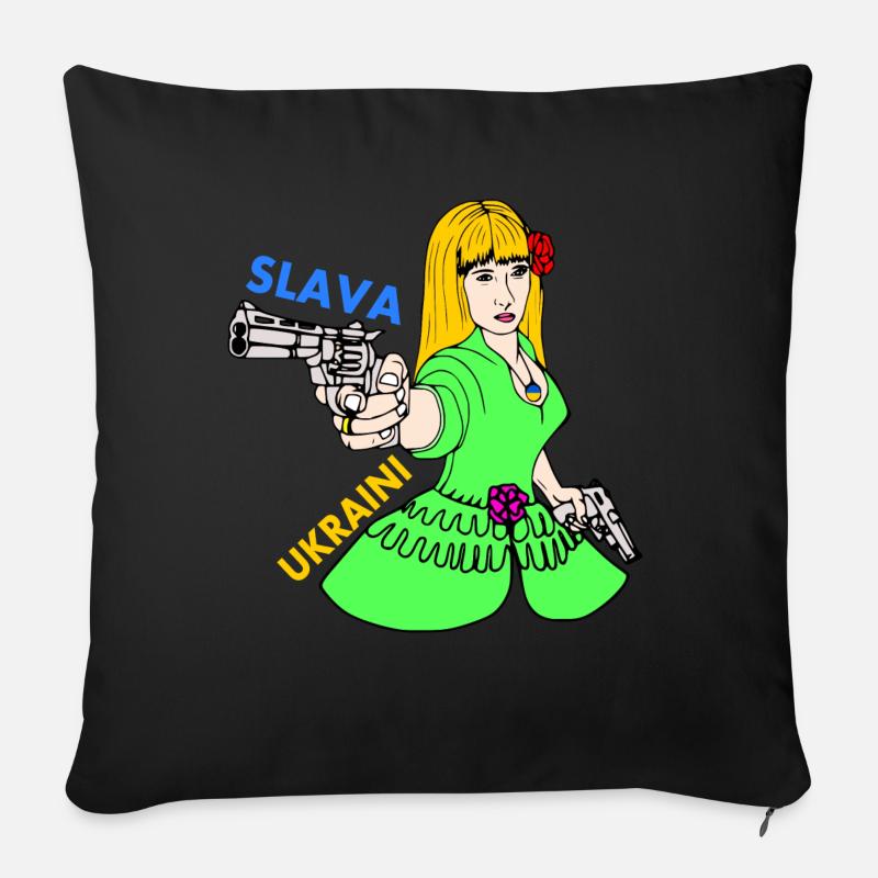 ukraine - Sofakissenbezug 45 x 45 cm - Schwarz