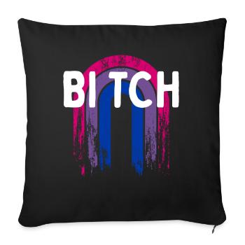 Bi tch Bisexuelle LGBTQ Bi Pride Petite amie LGBT - Housse de coussin décorative 45 x 45 cm - noir - Devant