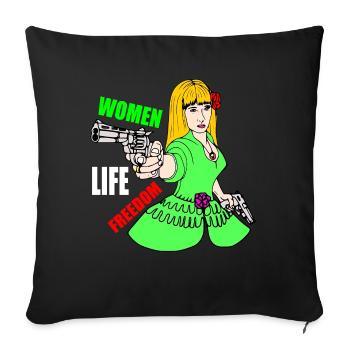 Women life freedom - Housse de coussin décorative 45 x 45 cm - noir - Devant