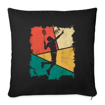 Badminton player Retro badminton player - Sofa pillowcase 17,3'' x 17,3'' (45 x 45 cm) - black - Front