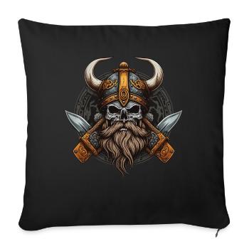 Walhalla Wikinger-Skelett - Nordische Mythologie - Sofakissenbezug 45 x 45 cm - Schwarz - Vorne