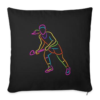 Feldhockey bunt Hockeyspielerin Frauen Hockey - Sofakissenbezug 45 x 45 cm - Schwarz - Vorne