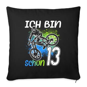 13. Geburtstag Mountain Bike 13 Jahre alt Fahrrad - Sofakissenbezug 45 x 45 cm - Schwarz - Vorne