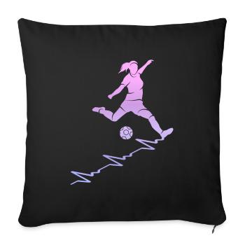 Fußballer Herzlinie Fußballspieler Frauen Fußball - Sofakissenbezug 45 x 45 cm - Schwarz - Vorne