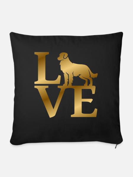 Love Golden Retriever - Sofakissenbezug 45 x 45 cm - Schwarz