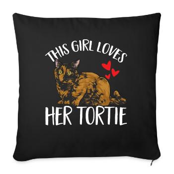 Schildpatt Katze Tortoiseshell Cat Tortie - Sofakissenbezug 45 x 45 cm - Schwarz - Vorne