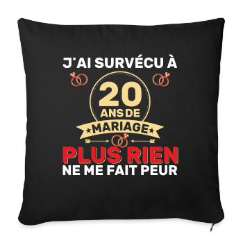 20 Ans De Mariage Noces De Coton Cadeau Mari 20eme - Housse de coussin décorative 45 x 45 cm - noir - Devant