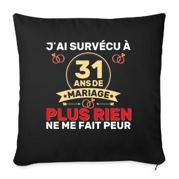 31 Ans De Mariage Noces De Coton Cadeau Mari 31eme - Housse de coussin décorative 45 x 45 cm - noir - Devant