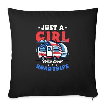 Roadtrip Girl Loves Roadtrips - Housse de coussin décorative 45 x 45 cm - noir - Devant