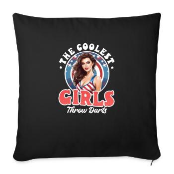 Dart Coolest Girls Throw Darts - Sofa pillowcase 17,3'' x 17,3'' (45 x 45 cm) - black - Front