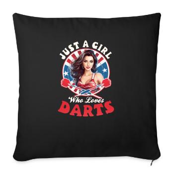 Dart Girl Loves Darts - Sofa pillowcase 17,3'' x 17,3'' (45 x 45 cm) - black - Front