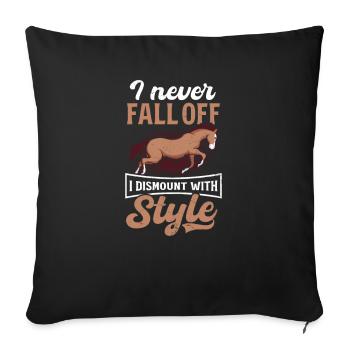 Pferdeliebhaber fallen nie mit Stil vom Abstieg - Sofakissenbezug 45 x 45 cm - Schwarz - Vorne