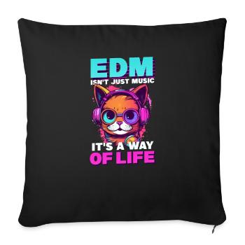 Edm Rave EDM ist keine Musik, sondern Leben Katzenkopfhörer - Sofakissenbezug 45 x 45 cm - Schwarz - Vorne