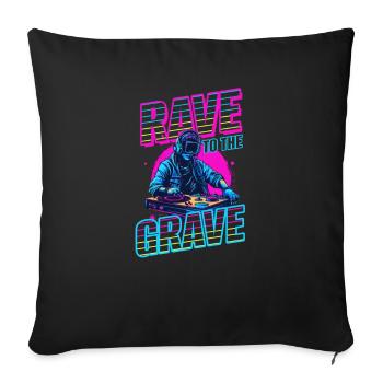 Edm Rave Rave To The Grave - Housse de coussin décorative 45 x 45 cm - noir - Devant