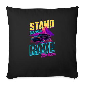 Edm Rave Stand Rave Together Synthwave - Housse de coussin décorative 45 x 45 cm - noir - Devant