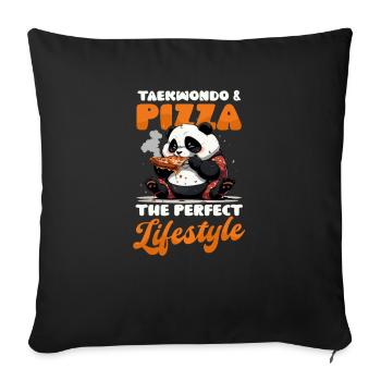 Taekwondo Fighter Taekwondo Et Pizza Panda Bear - Housse de coussin décorative 45 x 45 cm - noir - Devant