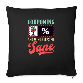 Le couponer couponer le vin me garde sain d’ - Housse de coussin décorative 45 x 45 cm - noir - Devant