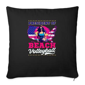 Volleyball de plage Président du volleyball de plage - Housse de coussin décorative 45 x 45 cm - noir - Devant