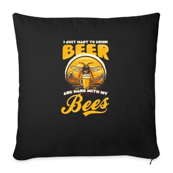 Beekeeper Drink Beer Hang With Bees - Sofa pillowcase 17,3'' x 17,3'' (45 x 45 cm) - black - Front