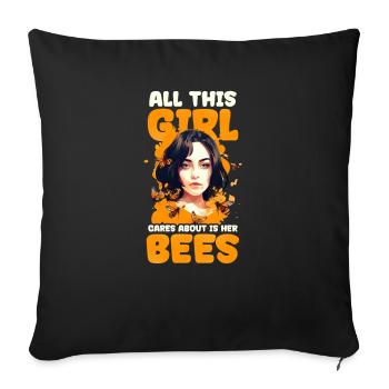Beekeeper Girl All Cares About Bees - Sofa pillowcase 17,3'' x 17,3'' (45 x 45 cm) - black - Front
