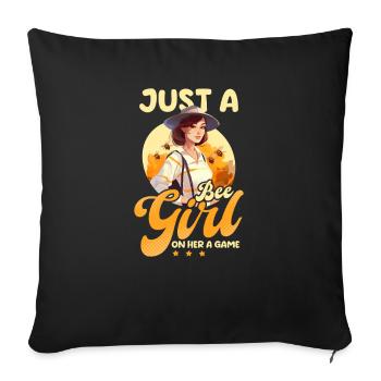 Beekeeper Bee Girl On Game - Sofa pillowcase 17,3'' x 17,3'' (45 x 45 cm) - black - Front