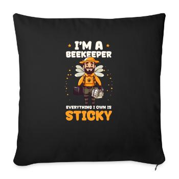 Apiculteur Tout ce que je possède est collant - Housse de coussin décorative 45 x 45 cm - noir - Devant