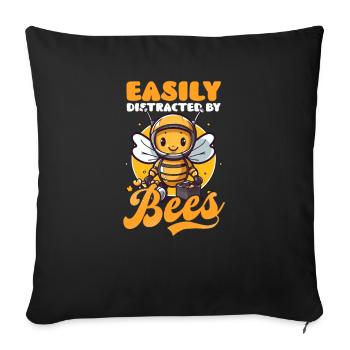 Beekeeper Distracted By Bees - Sofa pillowcase 17,3'' x 17,3'' (45 x 45 cm) - black - Front