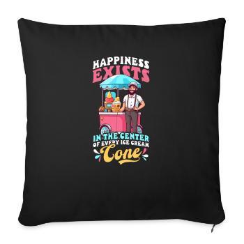 Vendeur de crème glacée Bonheur Au milieu de la crème glacée - Housse de coussin décorative 45 x 45 cm - noir - Devant