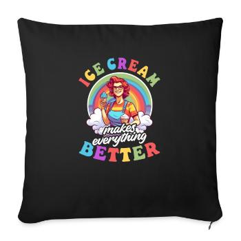 Un vendeur de crème glacée améliore tout - Housse de coussin décorative 45 x 45 cm - noir - Devant
