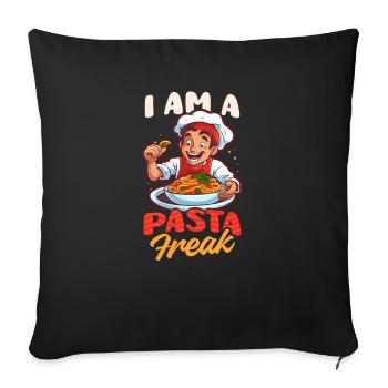 Pasta-Liebhaber Ich bin ein Pasta-Freak - Sofakissenbezug 45 x 45 cm - Schwarz - Vorne