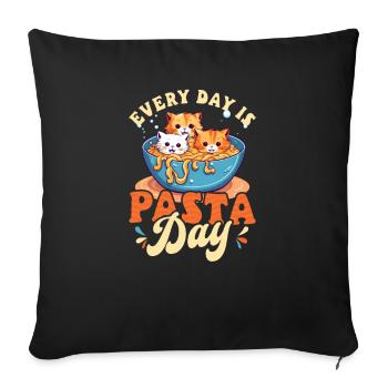 Pasta Lover Every Day Is Pasta Day - Sofa pillowcase 17,3'' x 17,3'' (45 x 45 cm) - black - Front