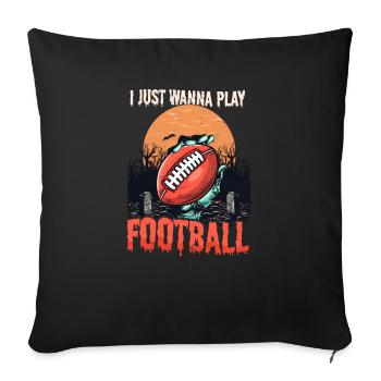 Football Halloween veut jouer au football - Housse de coussin décorative 45 x 45 cm - noir - Devant
