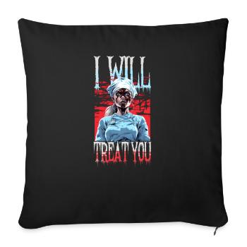 Infirmière d’Halloween Je vais te traiter - Housse de coussin décorative 45 x 45 cm - noir - Devant