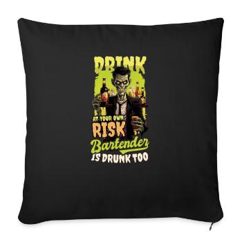 Halloween Barkeeper Drink Own Risk Barman Drunk - Housse de coussin décorative 45 x 45 cm - noir - Devant