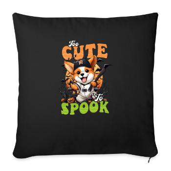 Baseball Halloween Mignon Trop Spook Chiot - Housse de coussin décorative 45 x 45 cm - noir - Devant